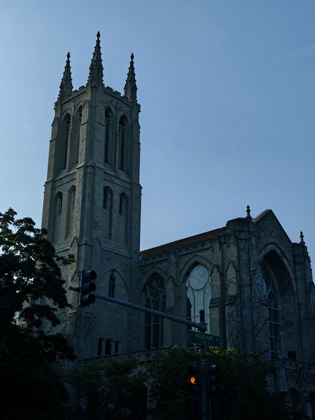 cathedral tower at dusk